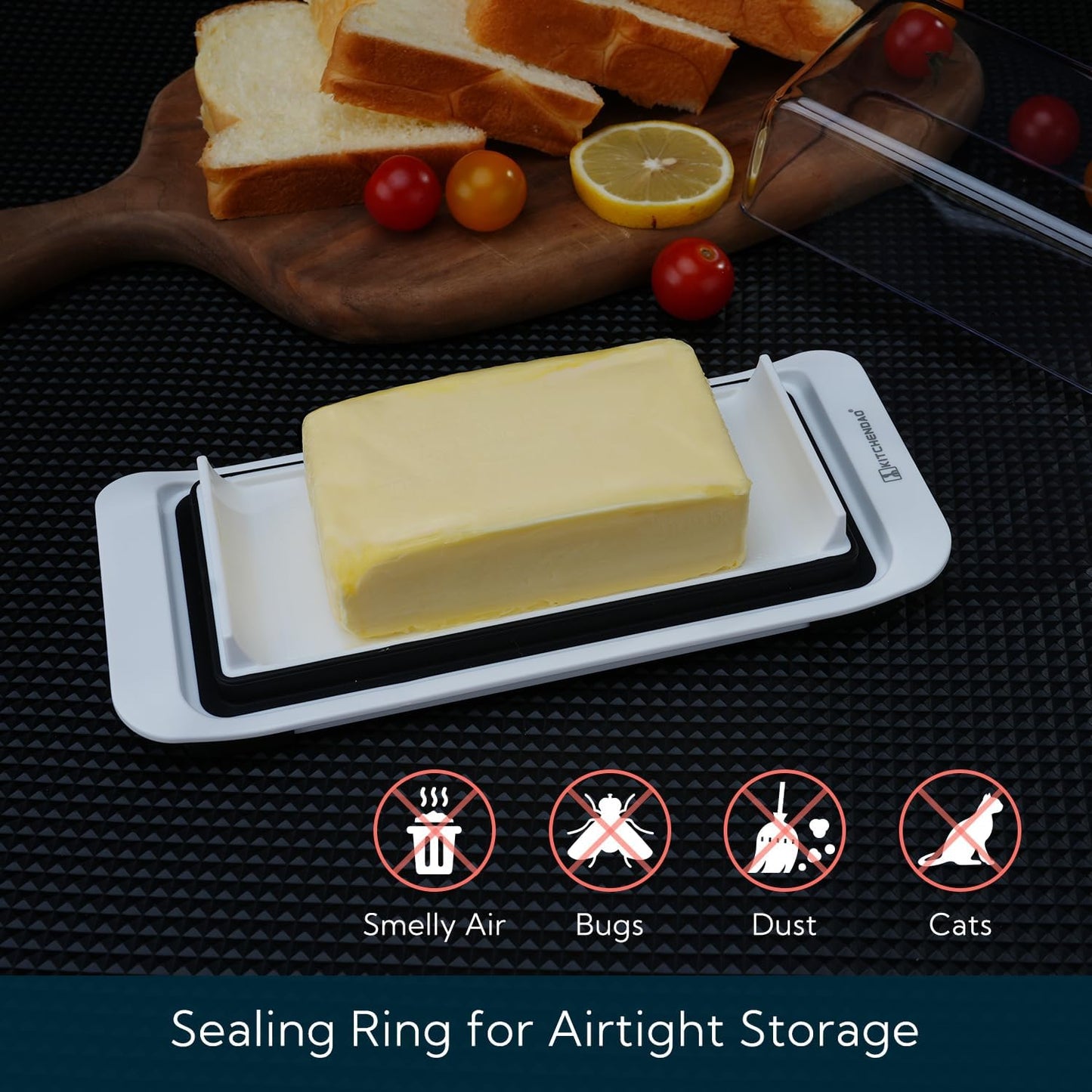KITCHENDAO Airtight Butter Dish with Lid for 2 Sticks West or East Coast Butter