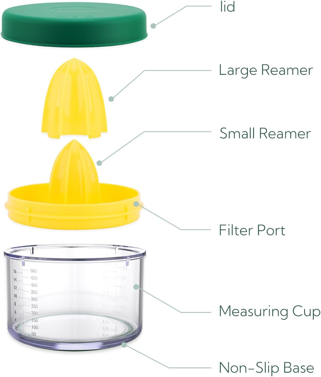 KITCHENDAO 2 in 1 Citrus Juicer with Lid, 16OZ