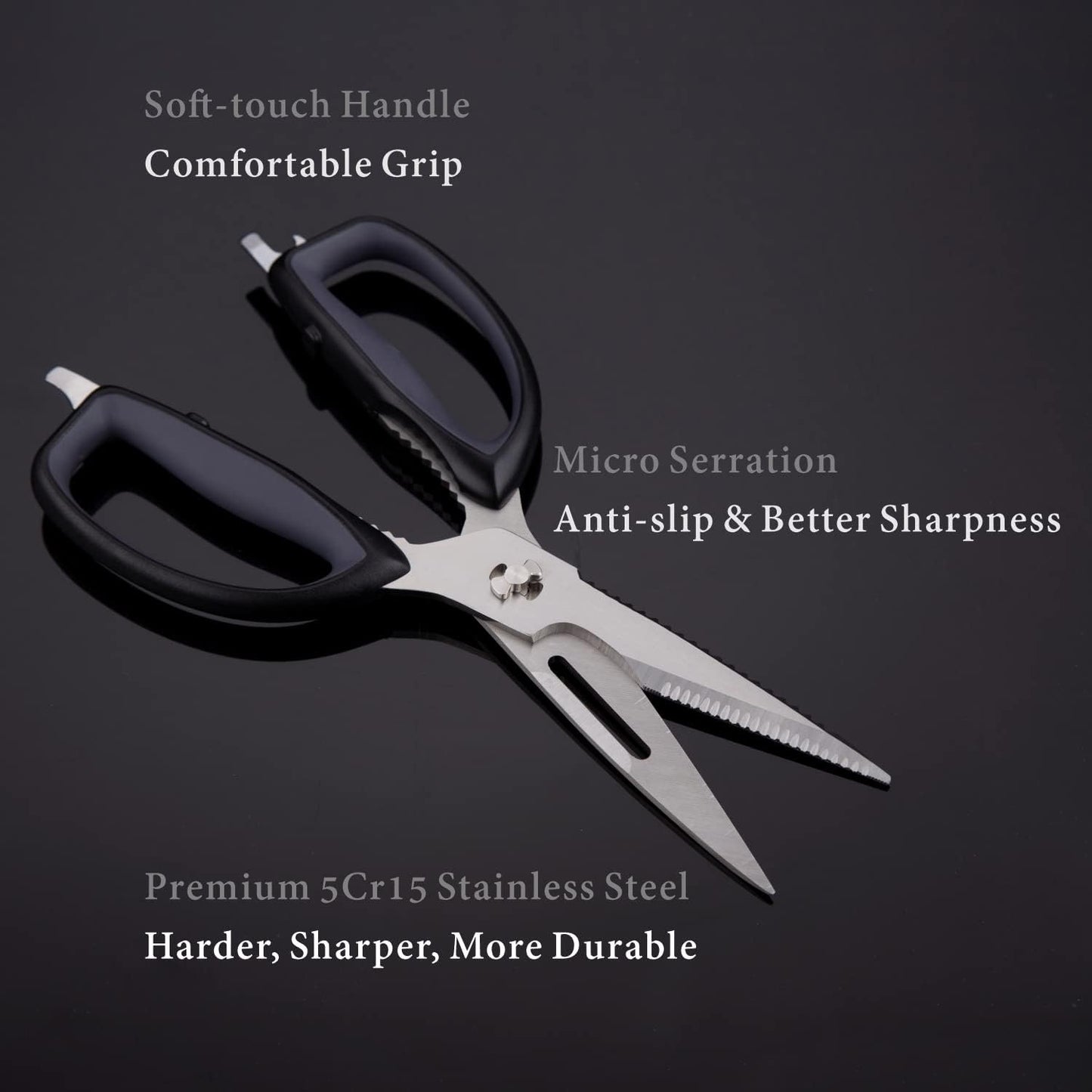 KITCHENDAO Kitchen Scissors in Stainless Steel, with Magnetic Sheath