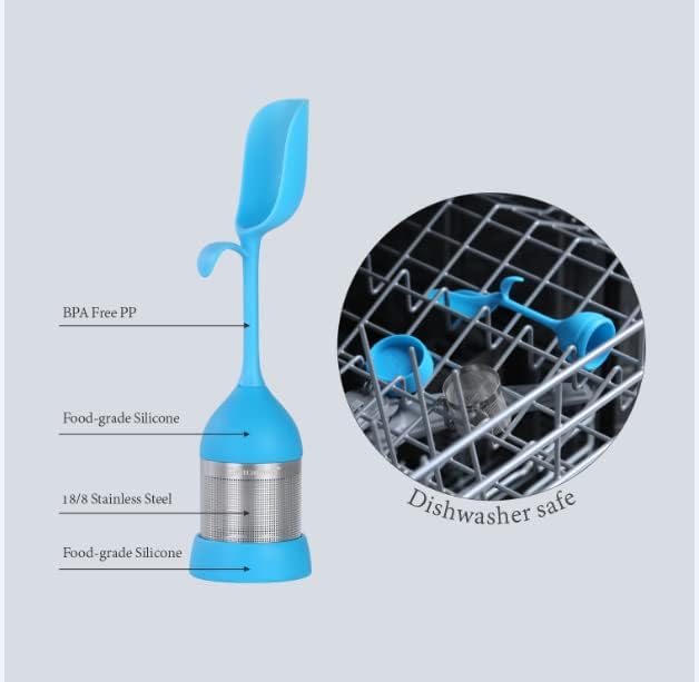 KITCHENDAO Tea Infuser 2 in 1 with Integrated Spoon, 4 Pack