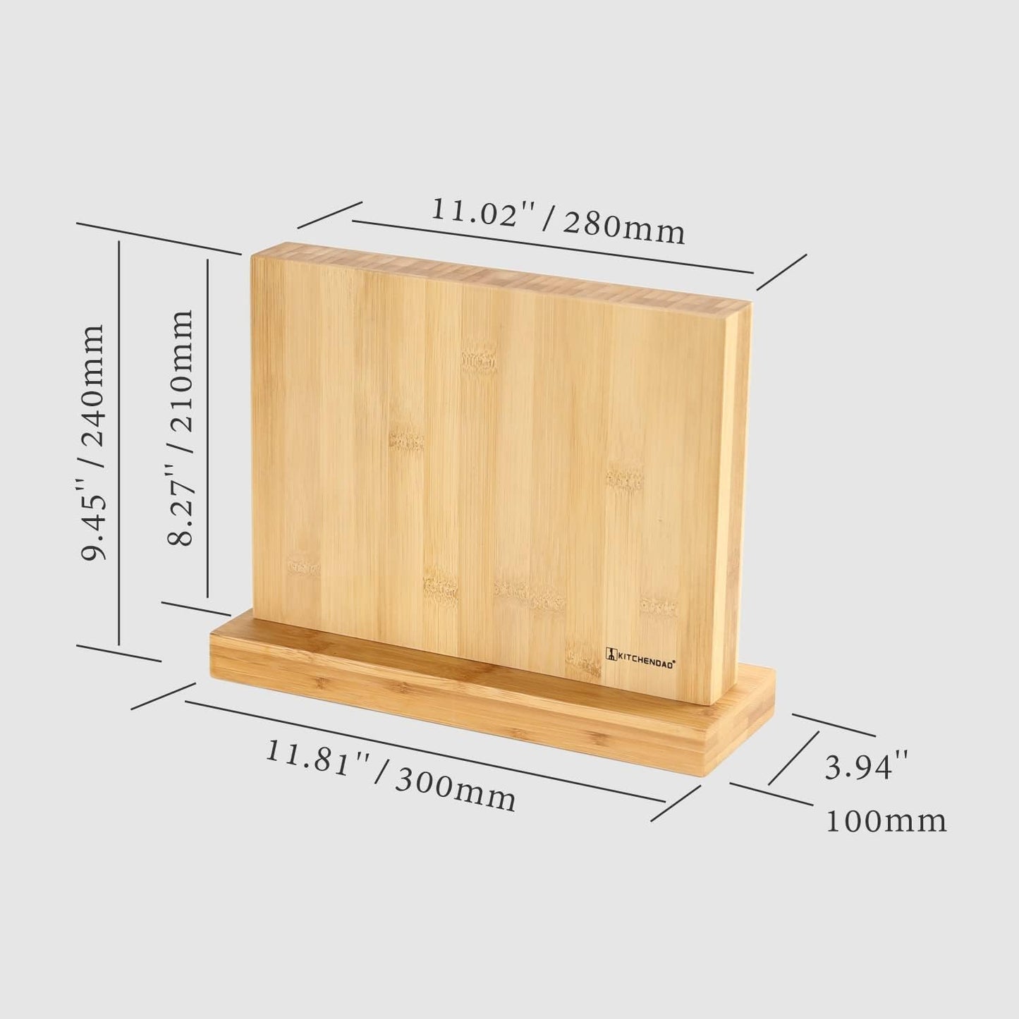 KITCHENDAO Magnetic Knife Holder in Bamboo with Enhanced Magnets, Double Sided Capacity to Organizer Knives