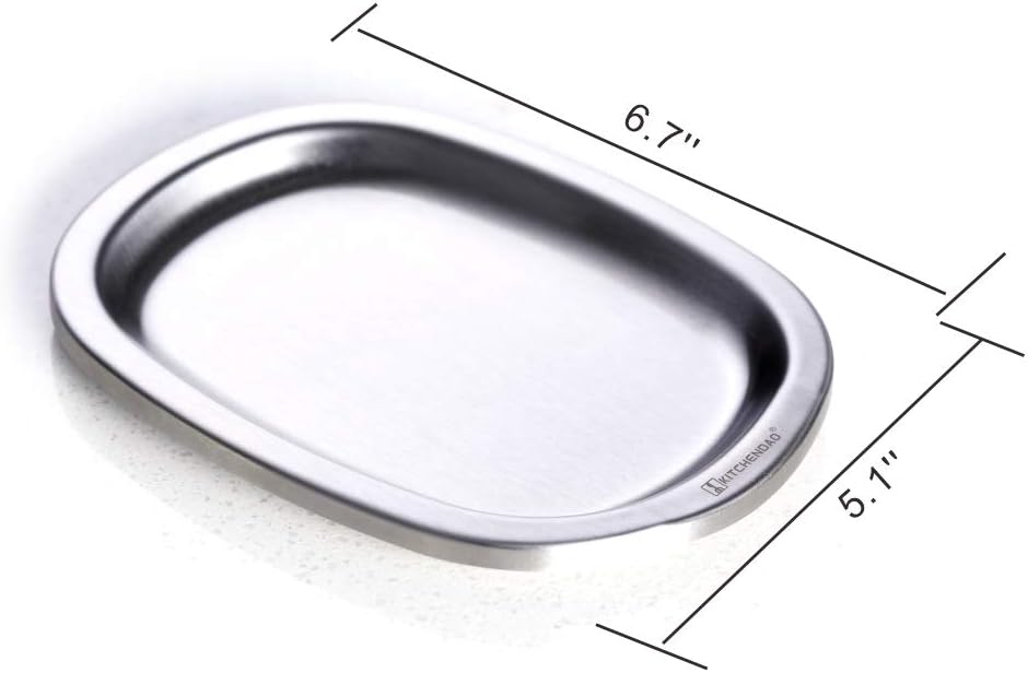 KITCHENDAO 18/8 Stainless Steel Spoon Rest with Non-slip Silicone Pad