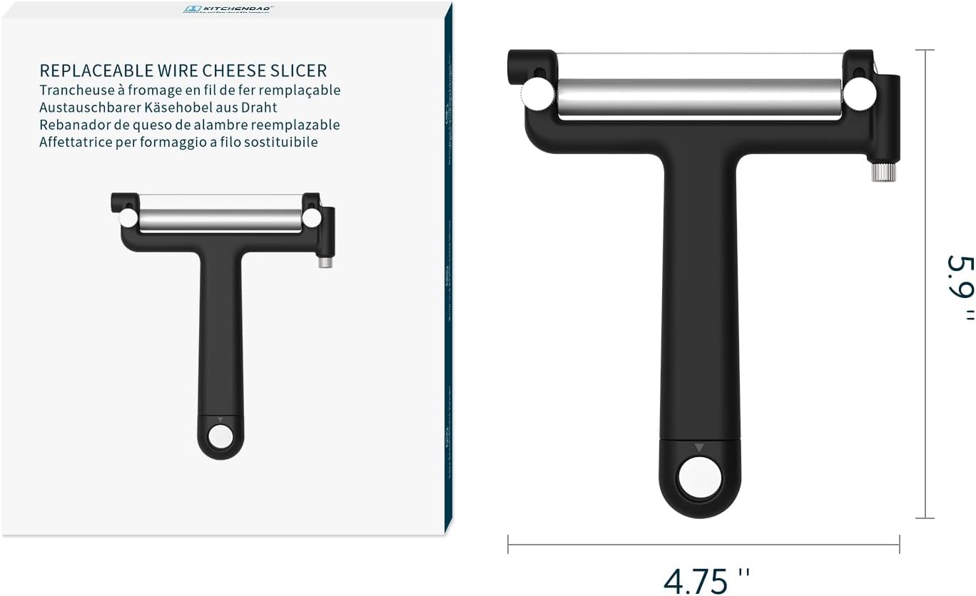 KITCHENDAO Replaceable Wire Cheese Slicer Cutter, with 3 Extra Wires