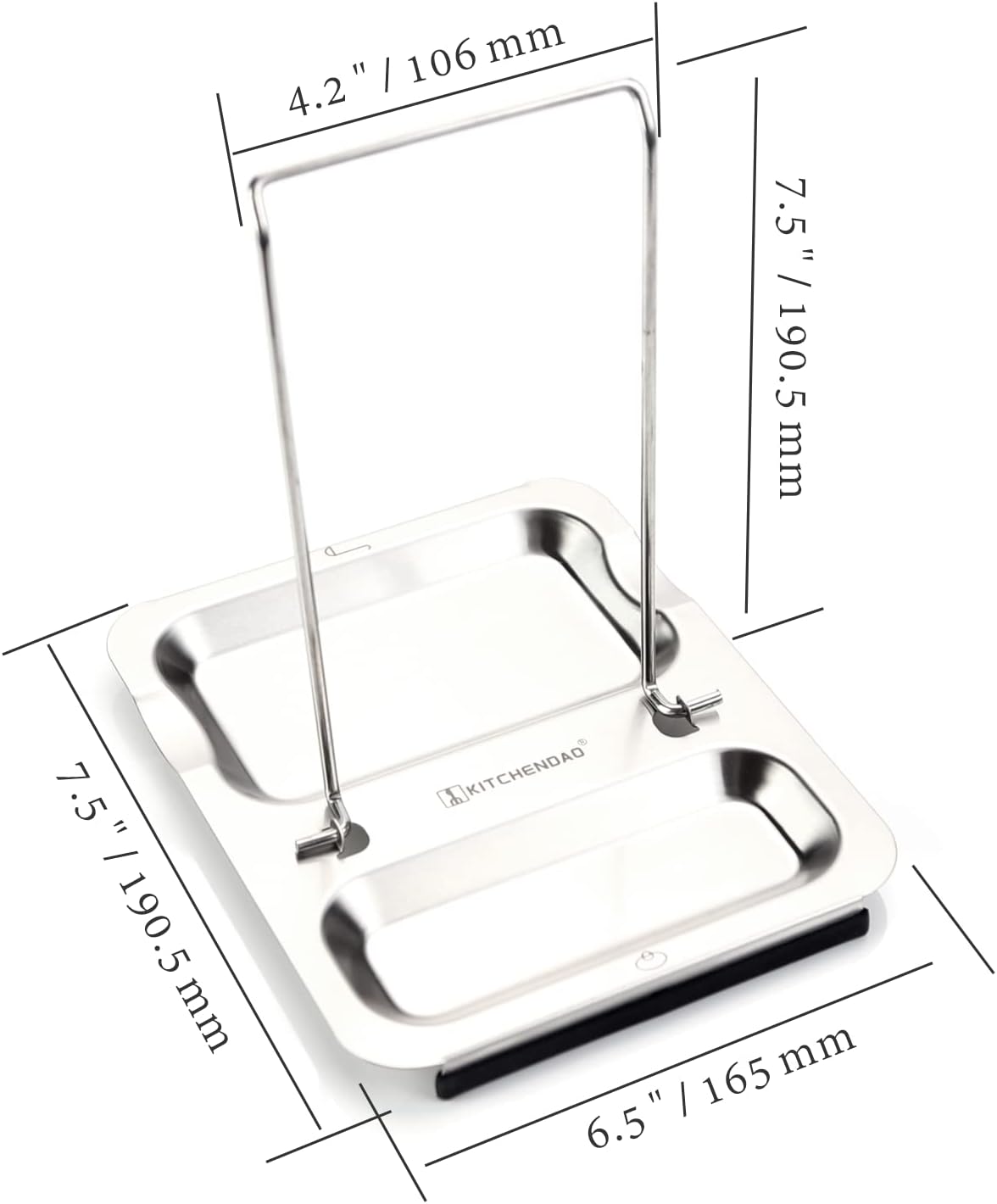 KITCHENDAO Foldable Spoon Rest with Pot Lid Holder in Stainless Steel