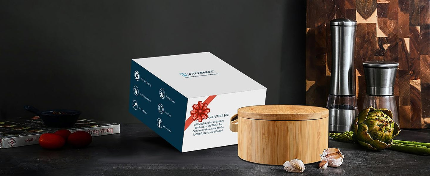 KITCHANDAO Acacia Wood Salt and Pepper Bowl