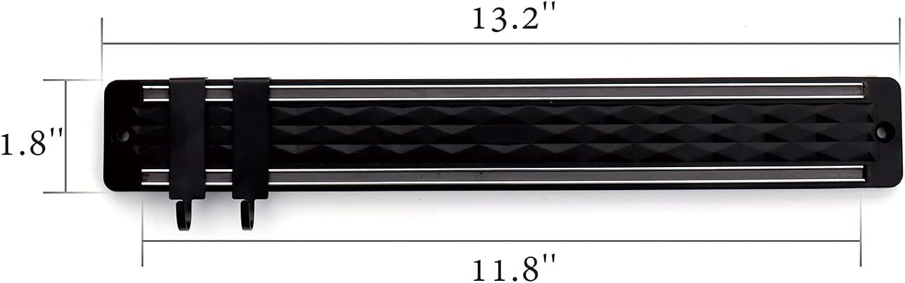 KITCHENDAO Diamond Magnetic Knife Holder for Wall with 2 Hooks 13 inch, 2 Pack