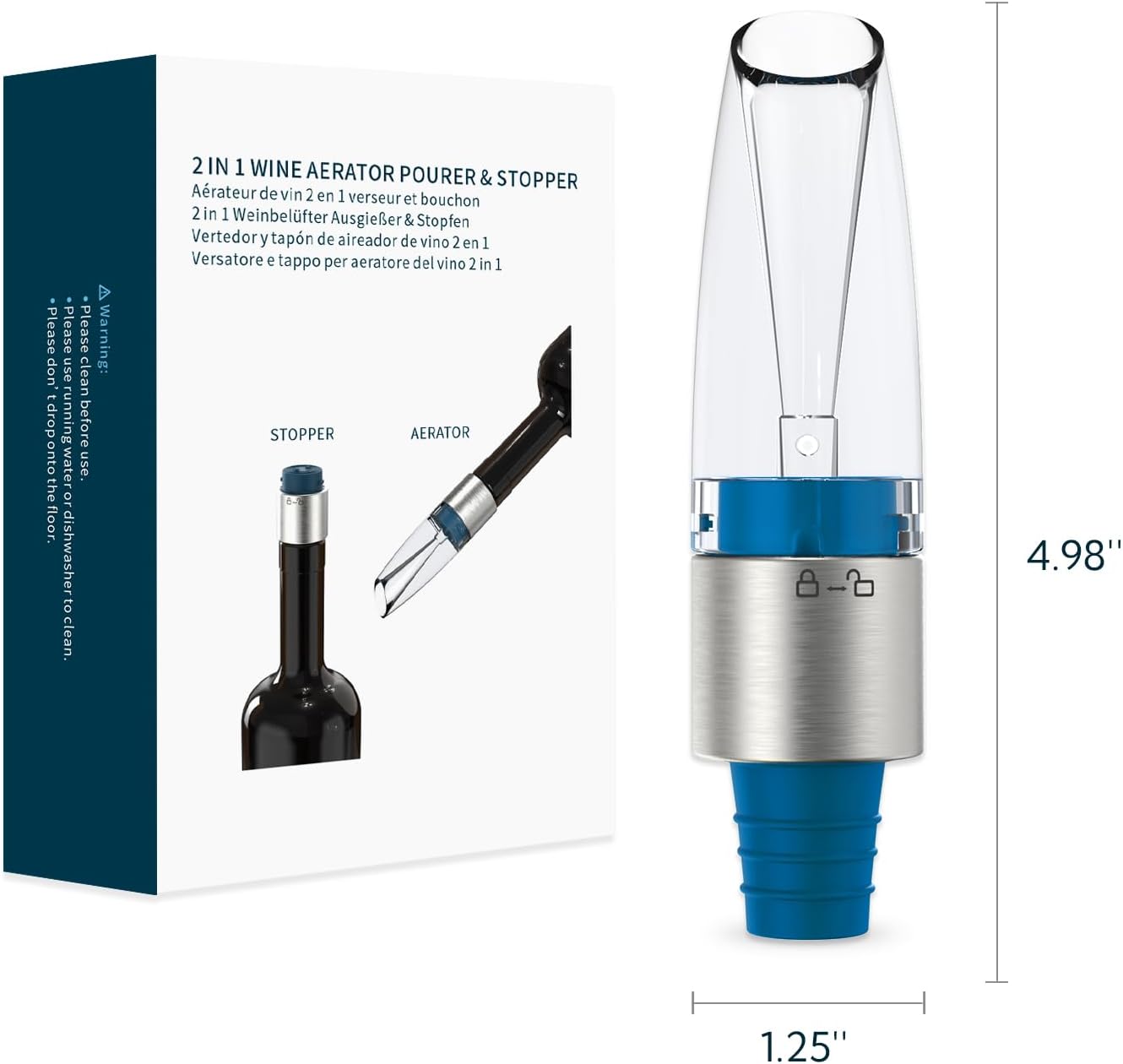 KITCHENDAO Wine Aerator Pourer and Wine Stopper 2-in-1