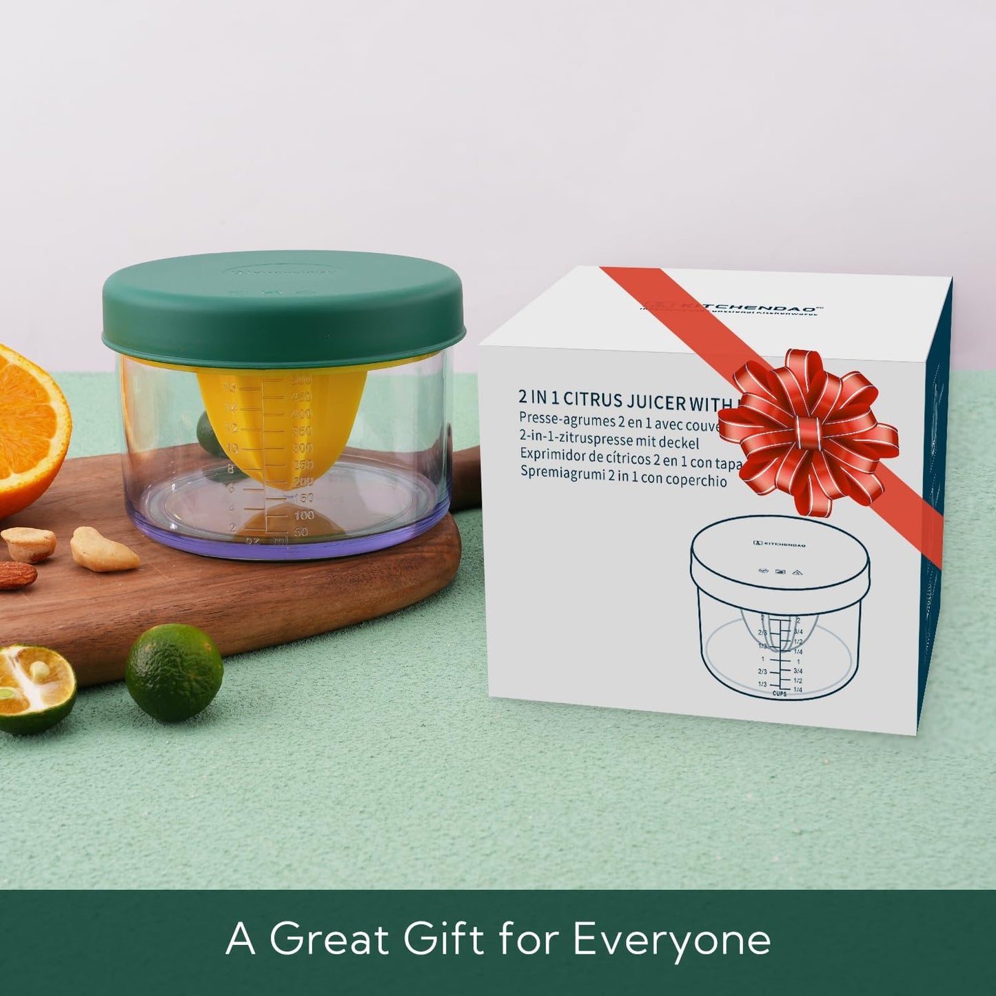 KITCHENDAO 2 in 1 Citrus Juicer with Lid, 16OZ