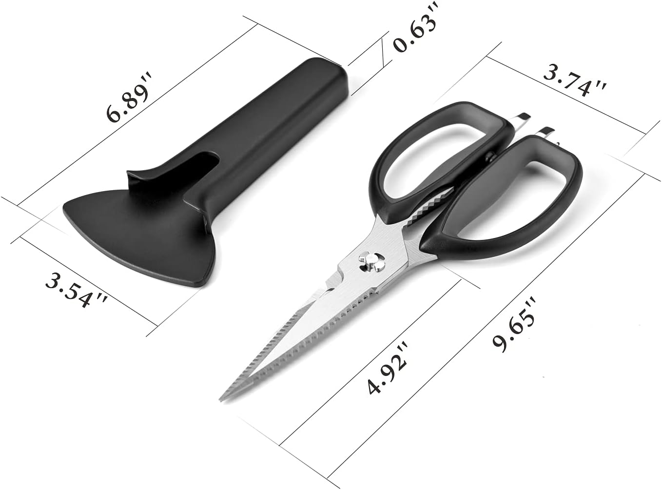 KITCHENDAO Kitchen Scissors in Stainless Steel, with Magnetic Sheath
