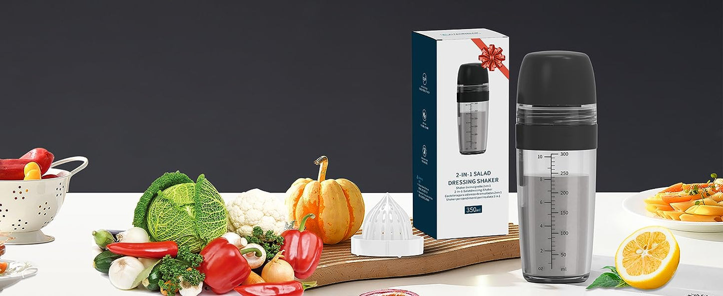 KITCHENDAO Salad Dressing Container 2 in 1 with Citrus Juicer, BPA Free