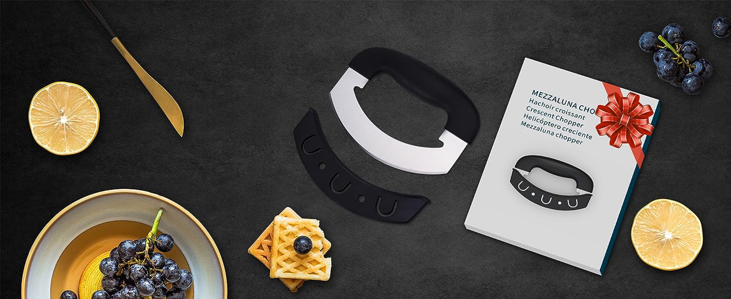 KITCHENDAO Salad Chopper, Pizza Cutter Rocker Knife with Protective Covers