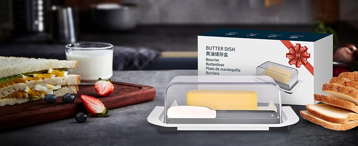 KITCHENDAO Airtight Butter Dish with Lid and Knife, Dishwasher Safe