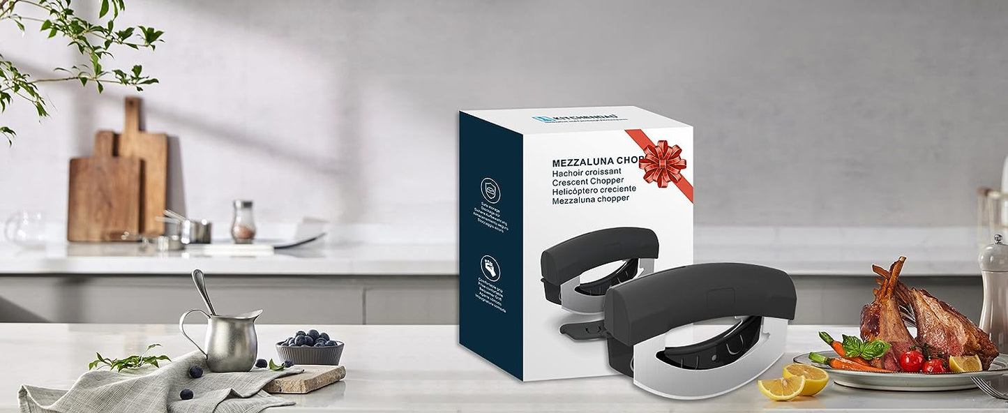 KITCHENDAO Salad Chopper, Detachable Double Blade Rocker Knife with Protective Covers