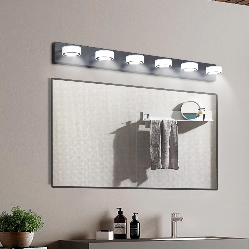 (Same as W1340110595/L2010) 45" Modern 6-Light LED Vanity Light, Sleek Black Bathroom Wall Light Fixture for Mirror, Shower, and Bathroom Decor
