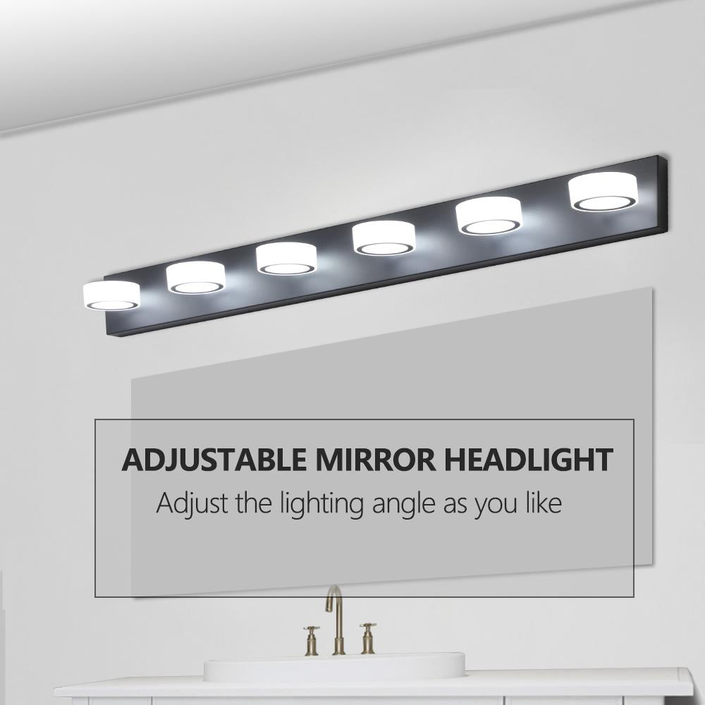 (Same as W1340110595/L2010) 45" Modern 6-Light LED Vanity Light, Sleek Black Bathroom Wall Light Fixture for Mirror, Shower, and Bathroom Decor