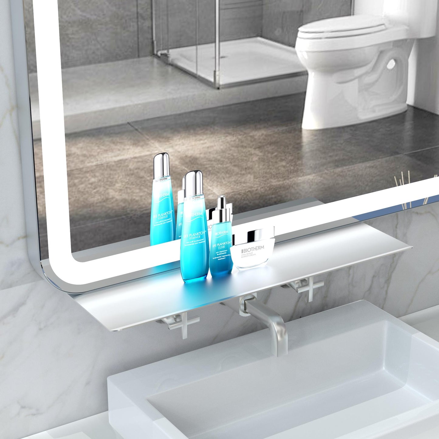 52*28 inch LED Bathroom Vanity Mirror Wall Mounted Adjustable White/Warm/Natural Lights Anti-Fog Touch Switch with Memory Modern Smart Large Bathroom Mirrors