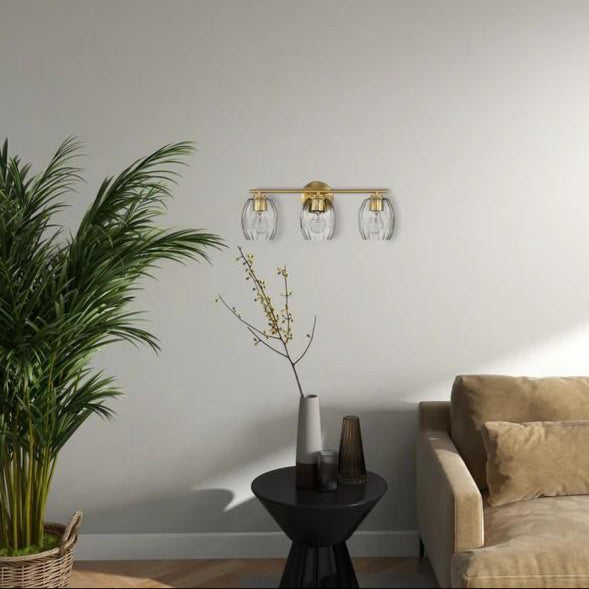 Luster Three Lights Vanity With Clear Glass for Bathrooms above Mirror Wall Lamp - Satin Brass