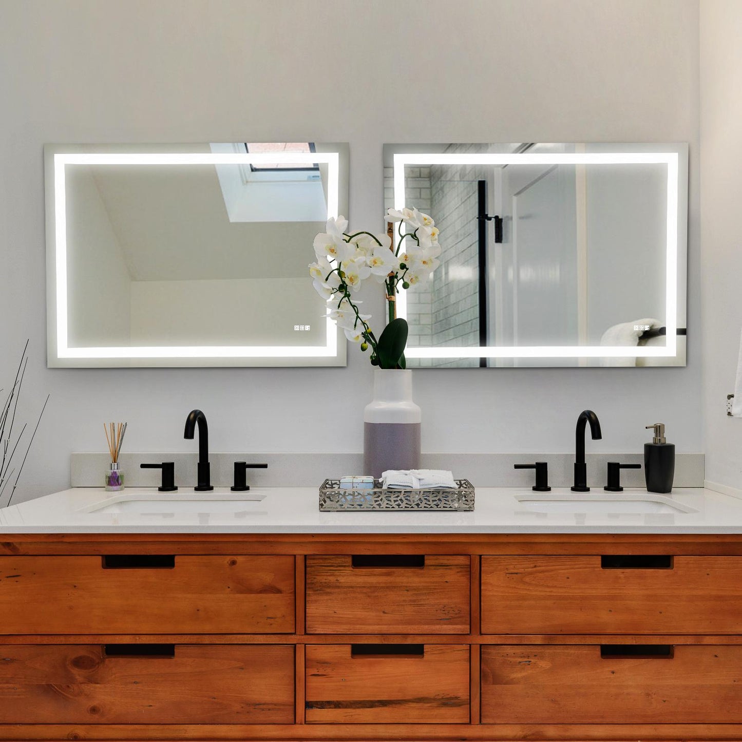 48" x 36" LED Bathroom Mirror with Anti-Fog and Touch Sensor – Modern Frameless Lighted Wall Mirror for Bathroom Vanity, Shower Room, or Dressing Area
