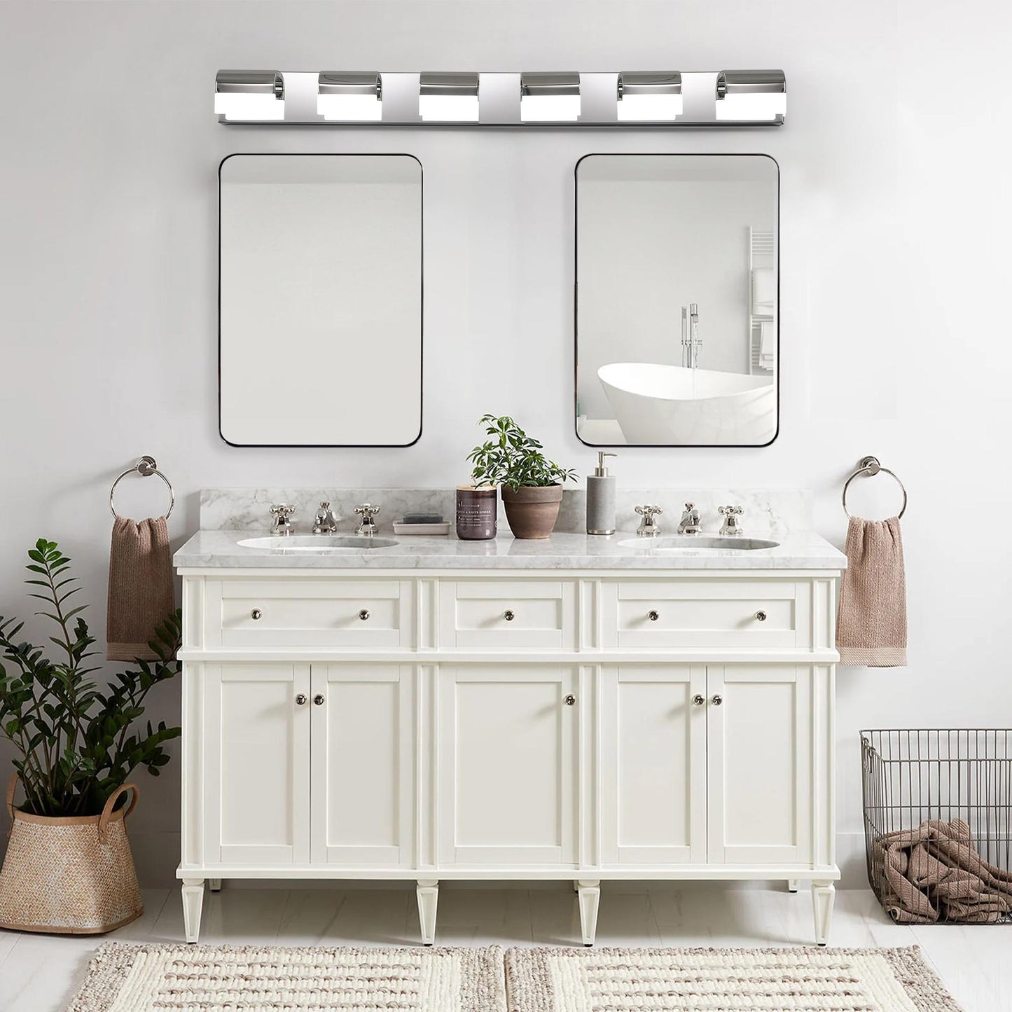Modern Bathroom Vanity Lighting 6-Light LED Vanity Lights Over Mirror Bath Wall Lighting