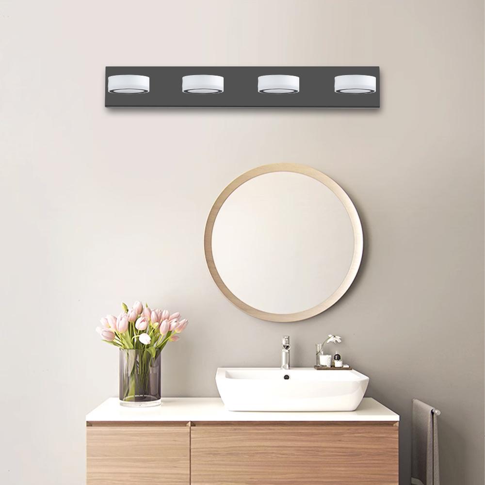 (Same as W1340110592/L2008) 29" Modern 4-Light LED Vanity Light, Sleek Black Bathroom Wall Light Fixture for Mirror, Shower, and Bathroom Decor