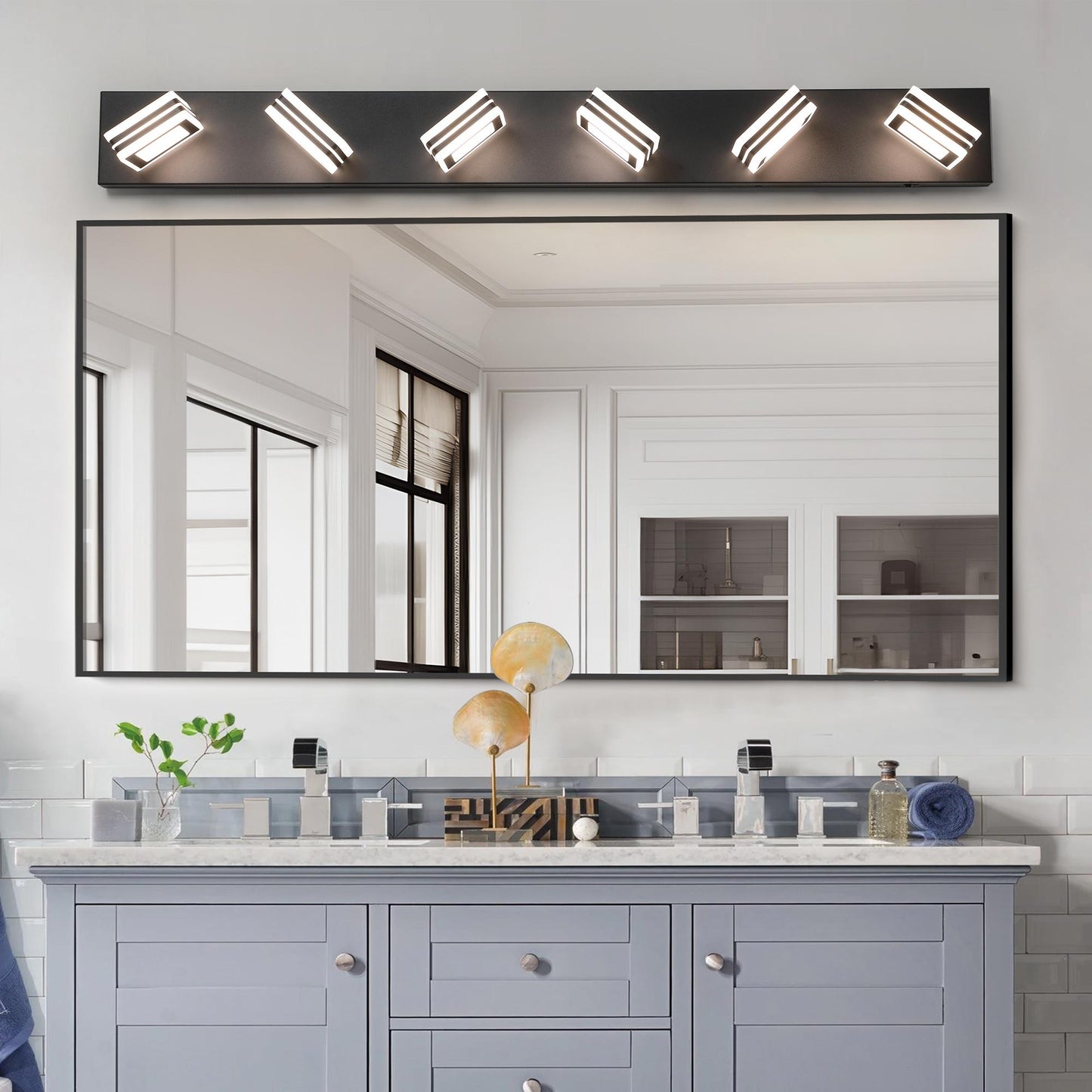 40" Modern 6-Light LED Vanity Light - Sleek Bathroom Wall Fixture, Iron & Acrylic, Dimmable & Energy-Efficient, Ideal for Mirror Lighting