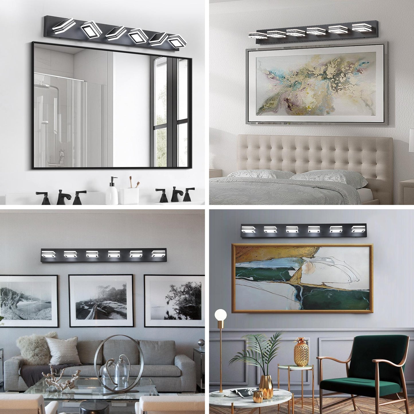 40" Modern 6-Light LED Vanity Light - Sleek Bathroom Wall Fixture, Iron & Acrylic, Dimmable & Energy-Efficient, Ideal for Mirror Lighting