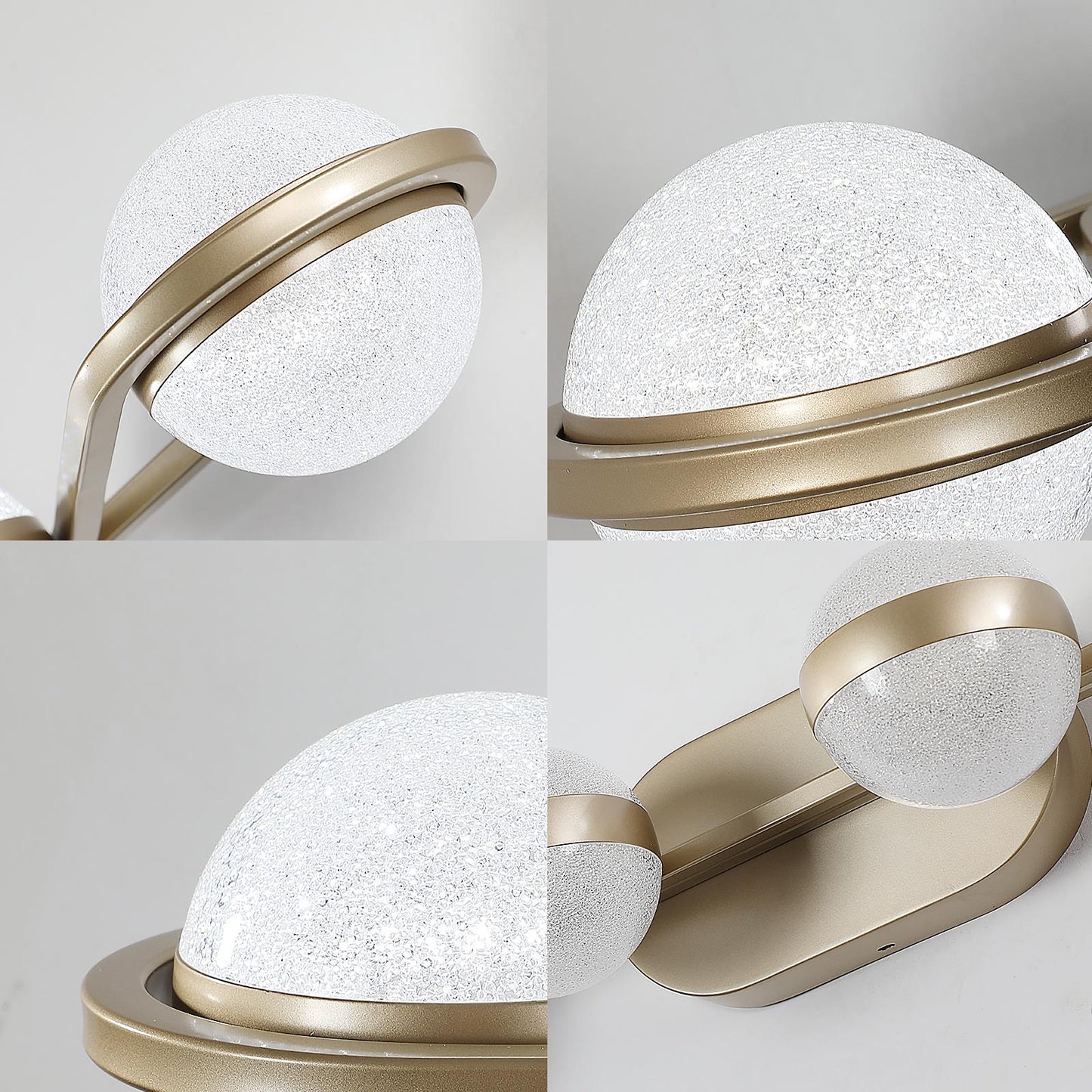 43" Gold Minimalist LED Bathroom Vanity Light with Crystal Sand Acrylic Shades, 6-Light Wall Mounted Decorative Lighting Fixture, Suitable for Bathroom Vanity Mirror