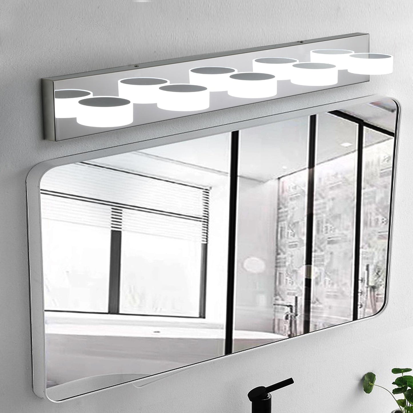 37" Modern 5-Light LED Vanity Light Fixture - Chrome Finish with Acrylic Light Shades - Energy-Efficient Bathroom Wall Sconce - Dimmable for Mirror, Shower, and Bathroom Decor