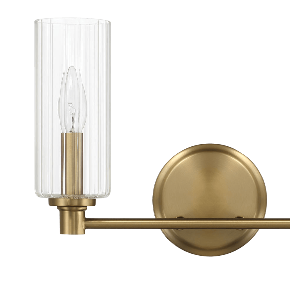 Regal Double Light Vanity With Clear Ribbed Glass - Satin Brass