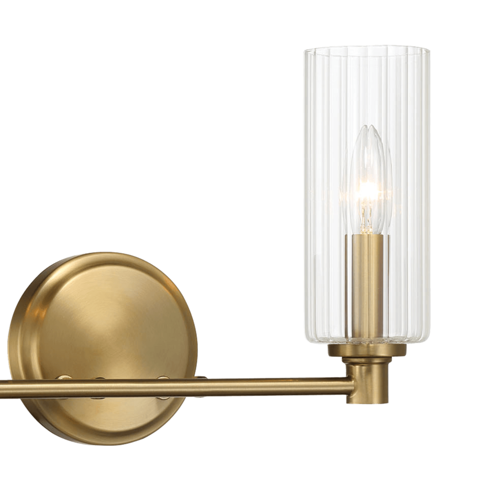 Regal Double Light Vanity With Clear Ribbed Glass - Satin Brass