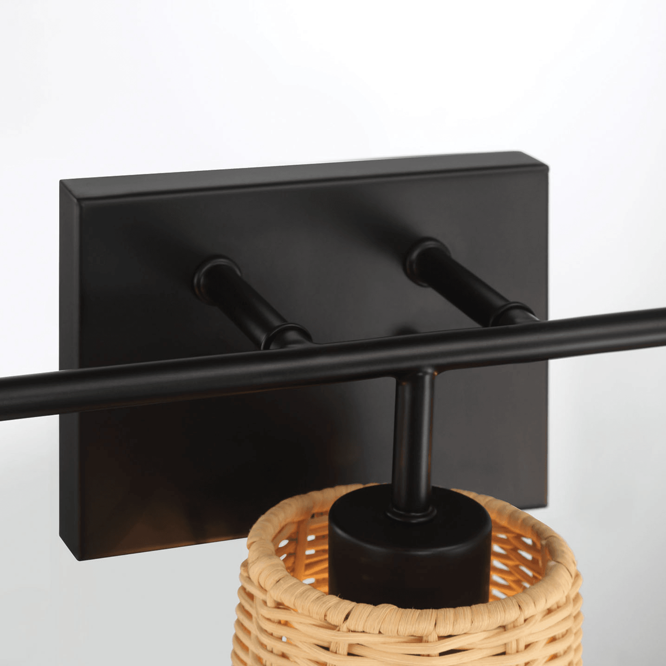 Moonlit Three Lights Wall Sconce With Rattan Shade, Bathroom Lighting Fixtures Over Mirror