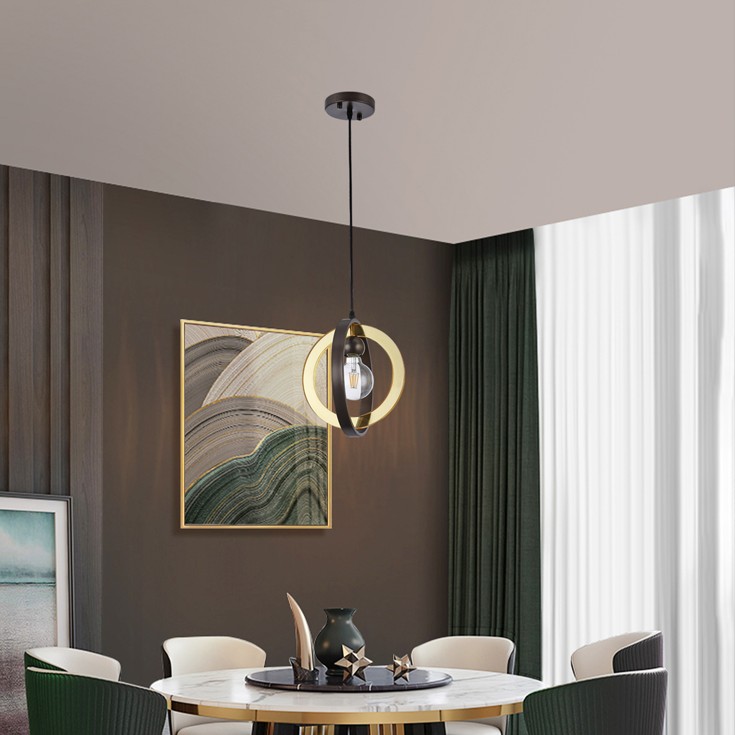1-Light Matte Antique Bronze Chandelier