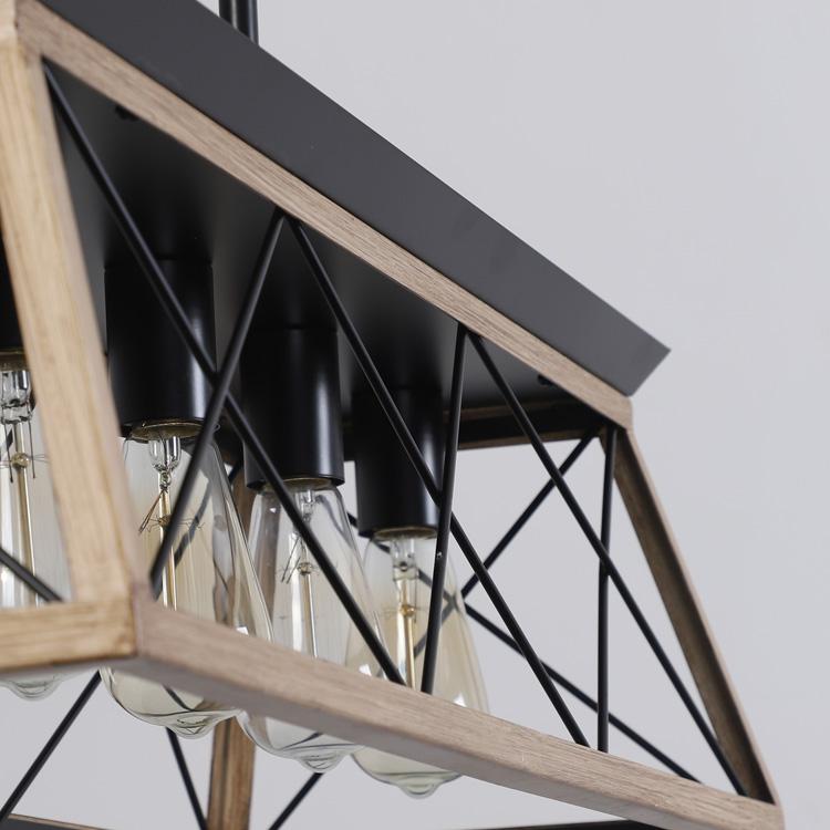 (Same as W134067497/L1002) 32" Oak Industrial 5-Light Pendant Chandelier, Modern Metal Cage Design, Adjustable Hanging Light for Dining Room, Kitchen, Living Room (No Bulbs)