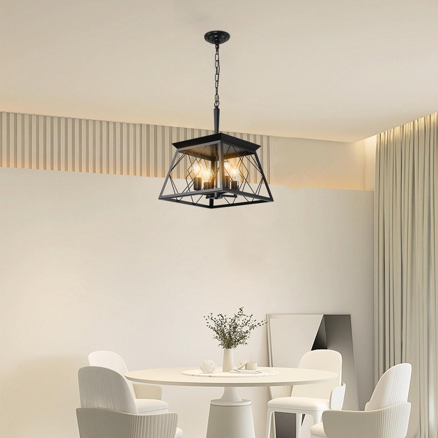 4-Light Farmhouse Chandeliers For Dining Room Black(No Bulbs)NEW SKU:W1340P206636