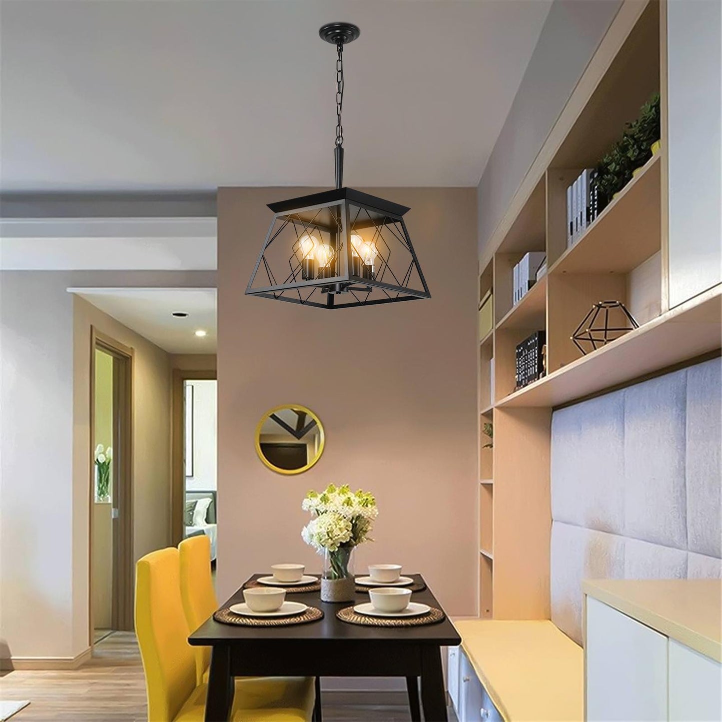 4-Light Farmhouse Chandeliers For Dining Room Black(No Bulbs)NEW SKU:W1340P206636