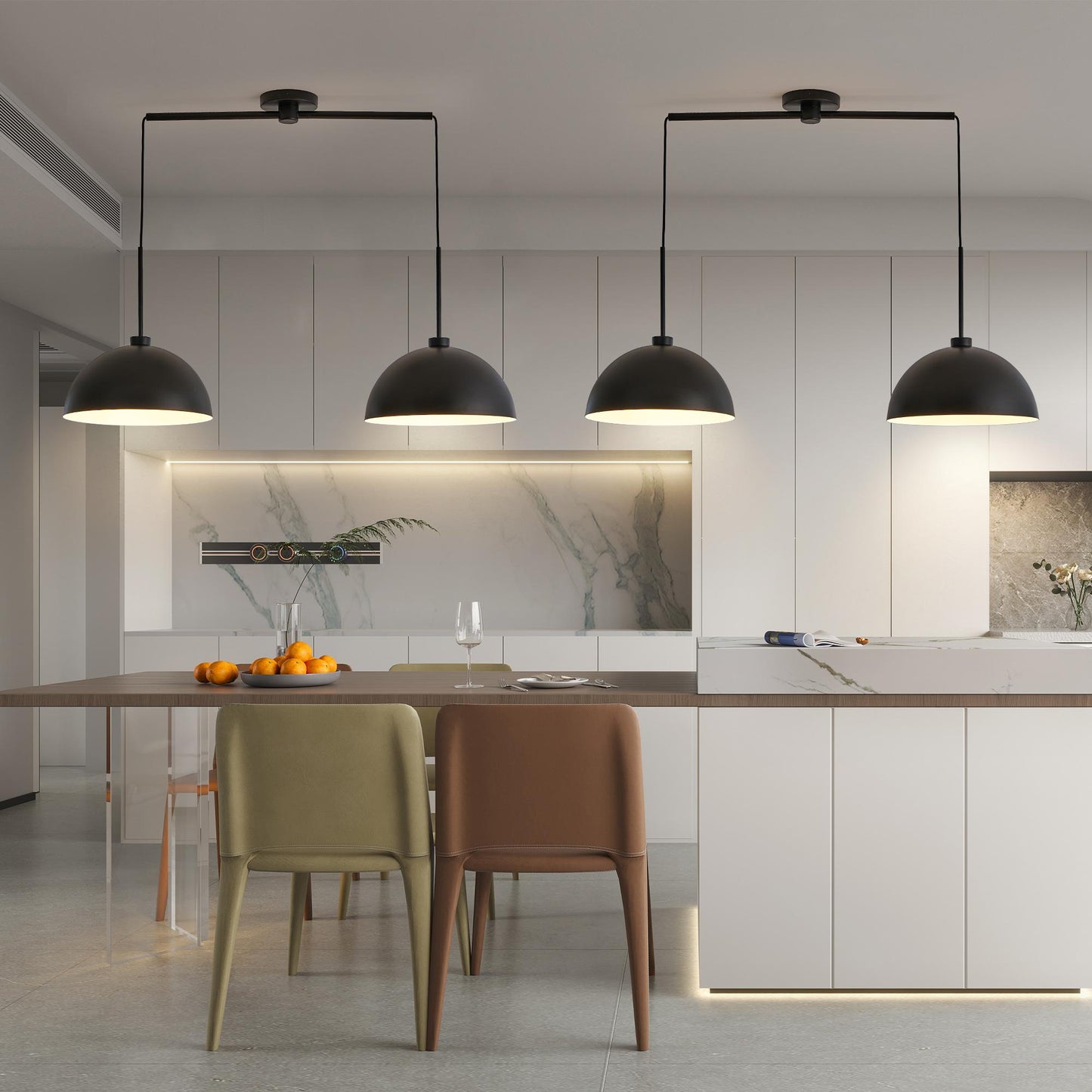 41" Industrial Modern Black Double Pendant Light – Adjustable Ceiling Hanging Lamp with Matte Finish for Dining Room, Kitchen, or Living Room – Stylish and Durable Lighting Fixture (No Bulbs)