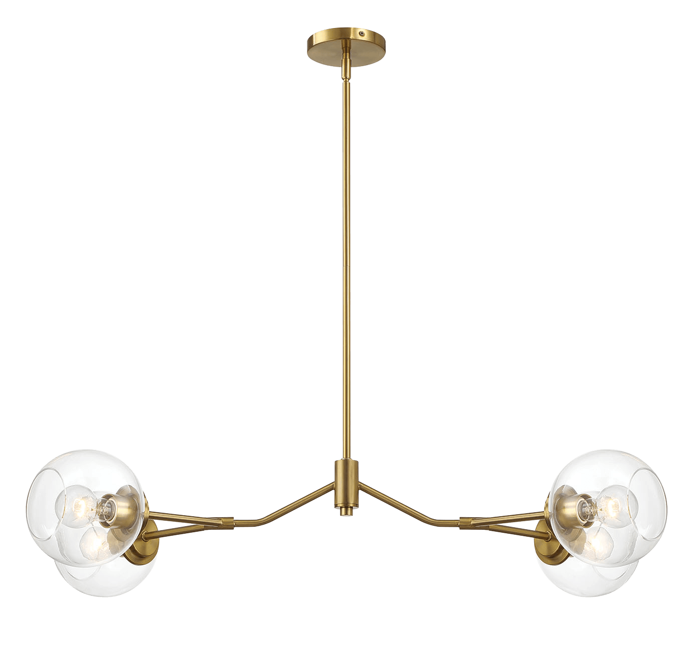 Jewel Four Lights Modern Farmhouse Chandelier Ceiling Hanging Light Fixture For Kitchen Island Dining Room 36"L × 20"W × 7.25"H with Clear Glass