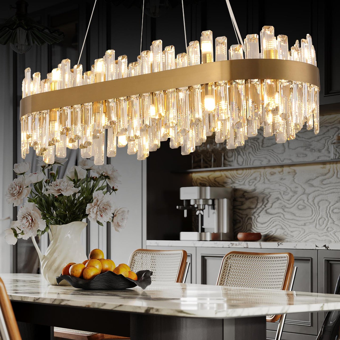 36-Inch Modern Luxury Gold Crystal Chandelier for Dining Room, 24-Light French Empire Ceiling Light with Premium Crystals, Elegant Statement Lighting for Living Room or Bedroom