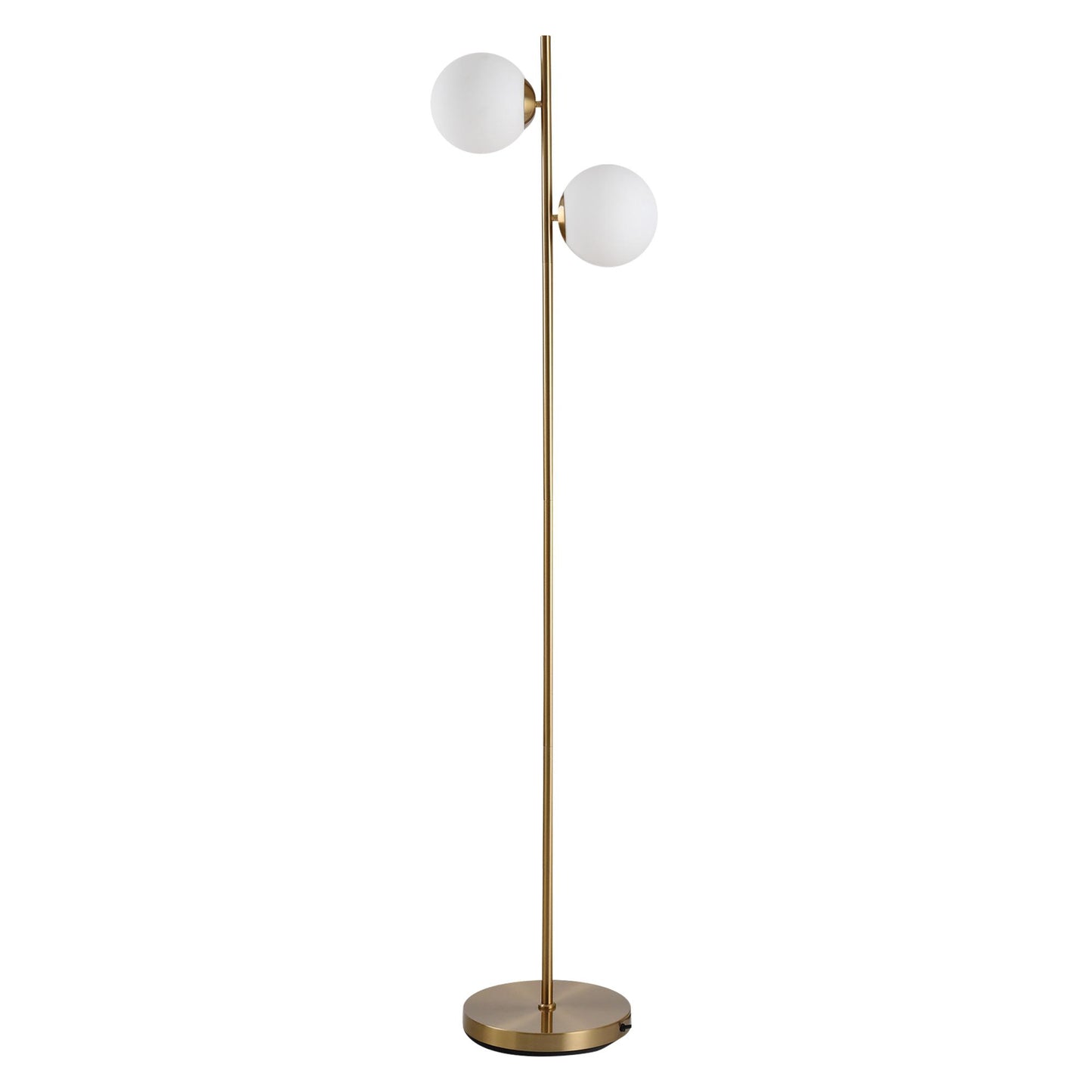 HOMCOM Floor Lamp w/ 2pcs Glass Lamp Shade Modern Portable Decorative Lamp, White
