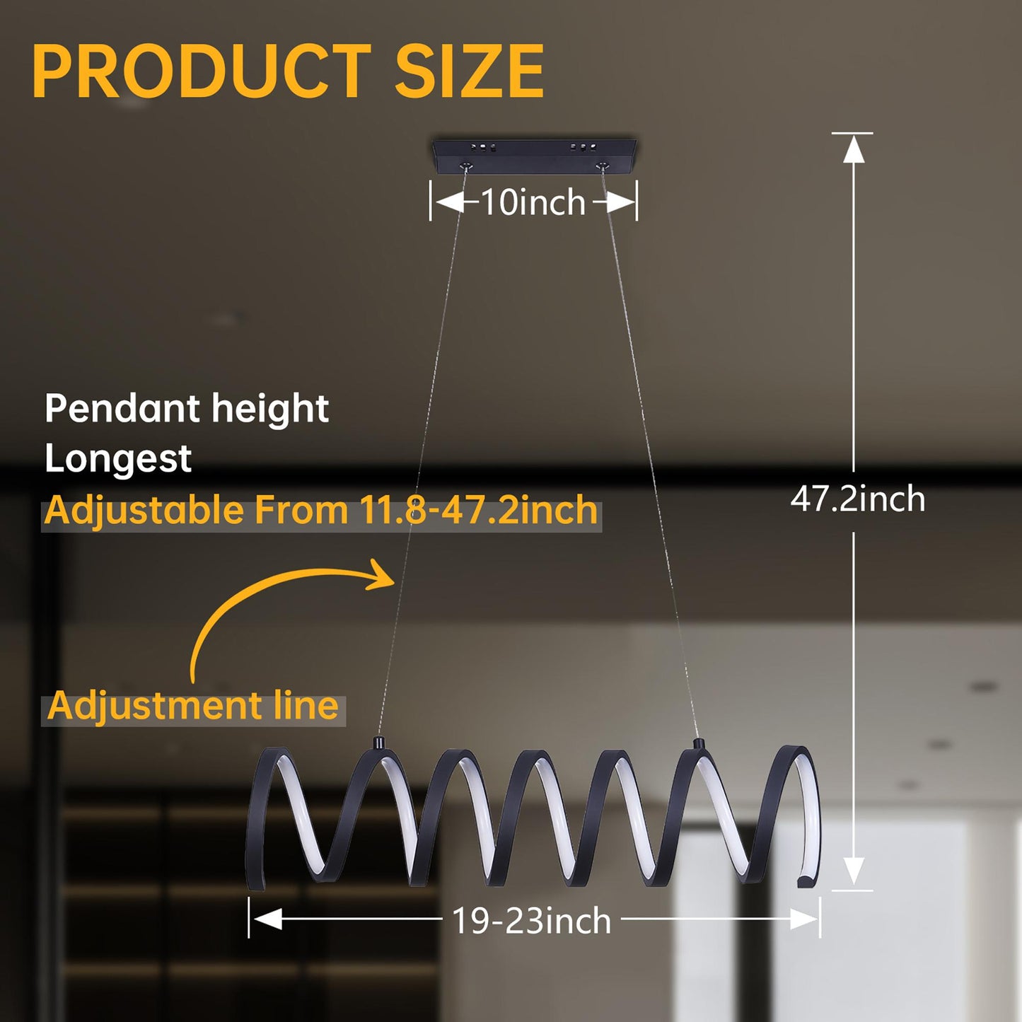 23"L X 6"H Spiral Loop Aluminum Integrated 14 W Led W/ Adjustable 47" - 12" Suspension Wire Modern Ceiling Pendant