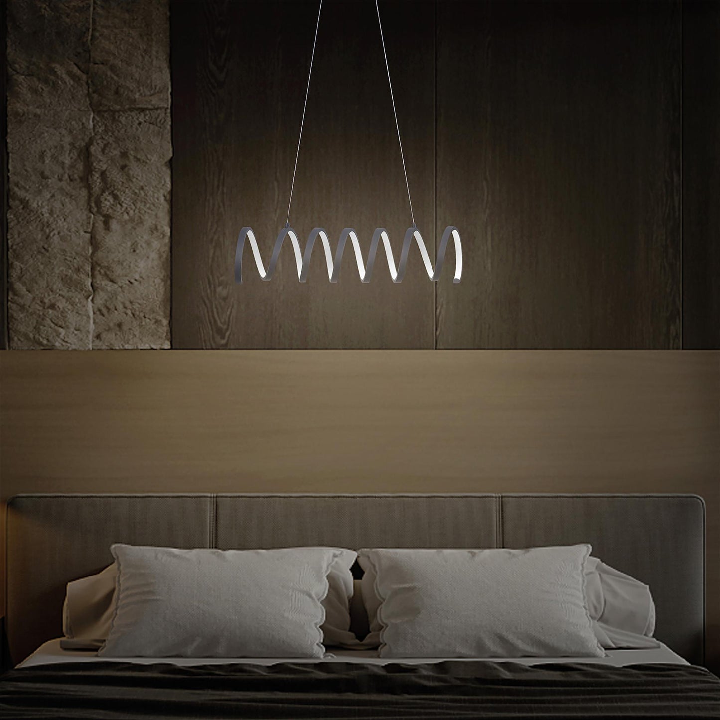 23"L X 6"H Spiral Loop Aluminum Integrated 14 W Led W/ Adjustable 47" - 12" Suspension Wire Modern Ceiling Pendant