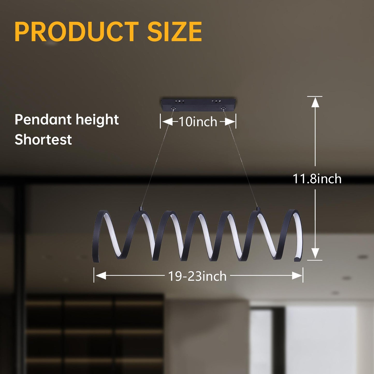 23"L X 6"H Spiral Loop Aluminum Integrated 14 W Led W/ Adjustable 47" - 12" Suspension Wire Modern Ceiling Pendant