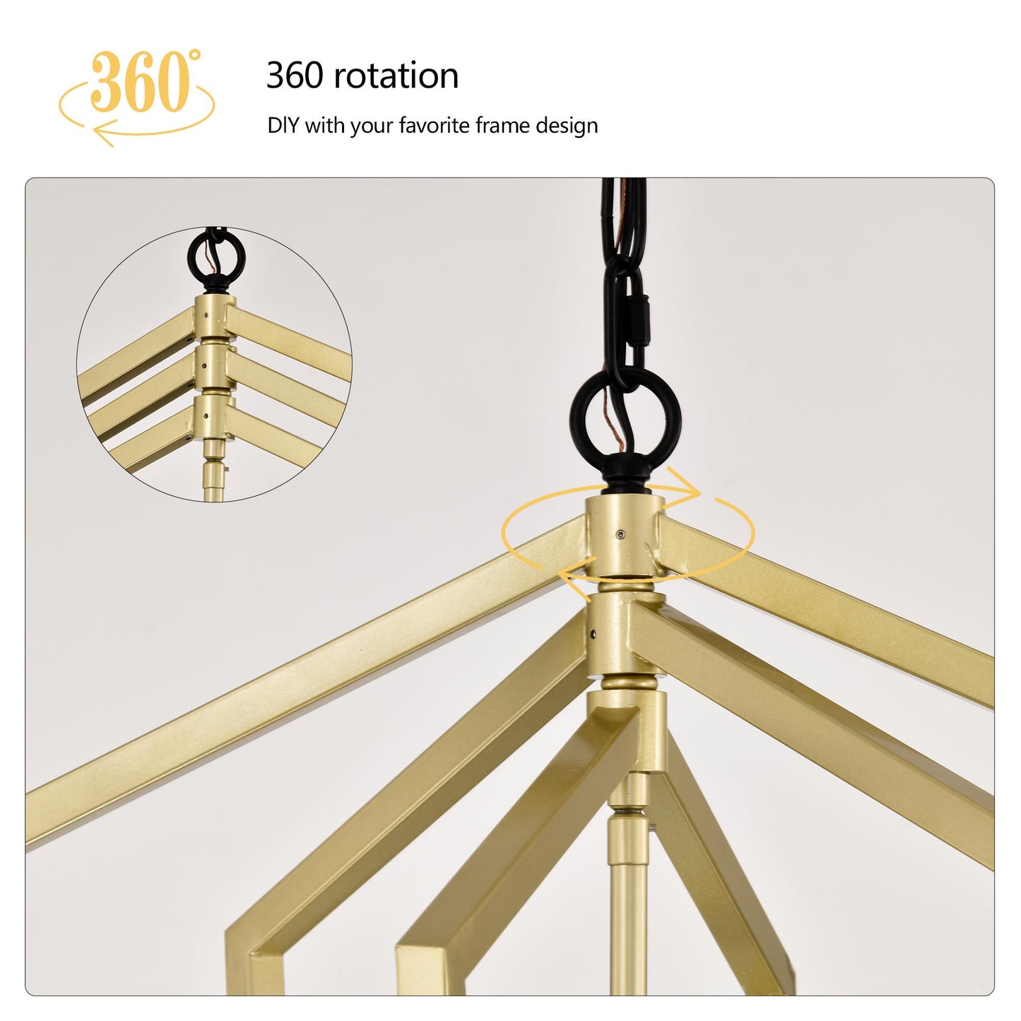 4-Light Farmhouse Kitchen Chandeliers, Vintage Cage Light Fixture Adjustable Height Chandeliers for Dining Room Hallway Foyer Entryway(E12 Bulbs Not Included)--GOLD+MATTE BLACK