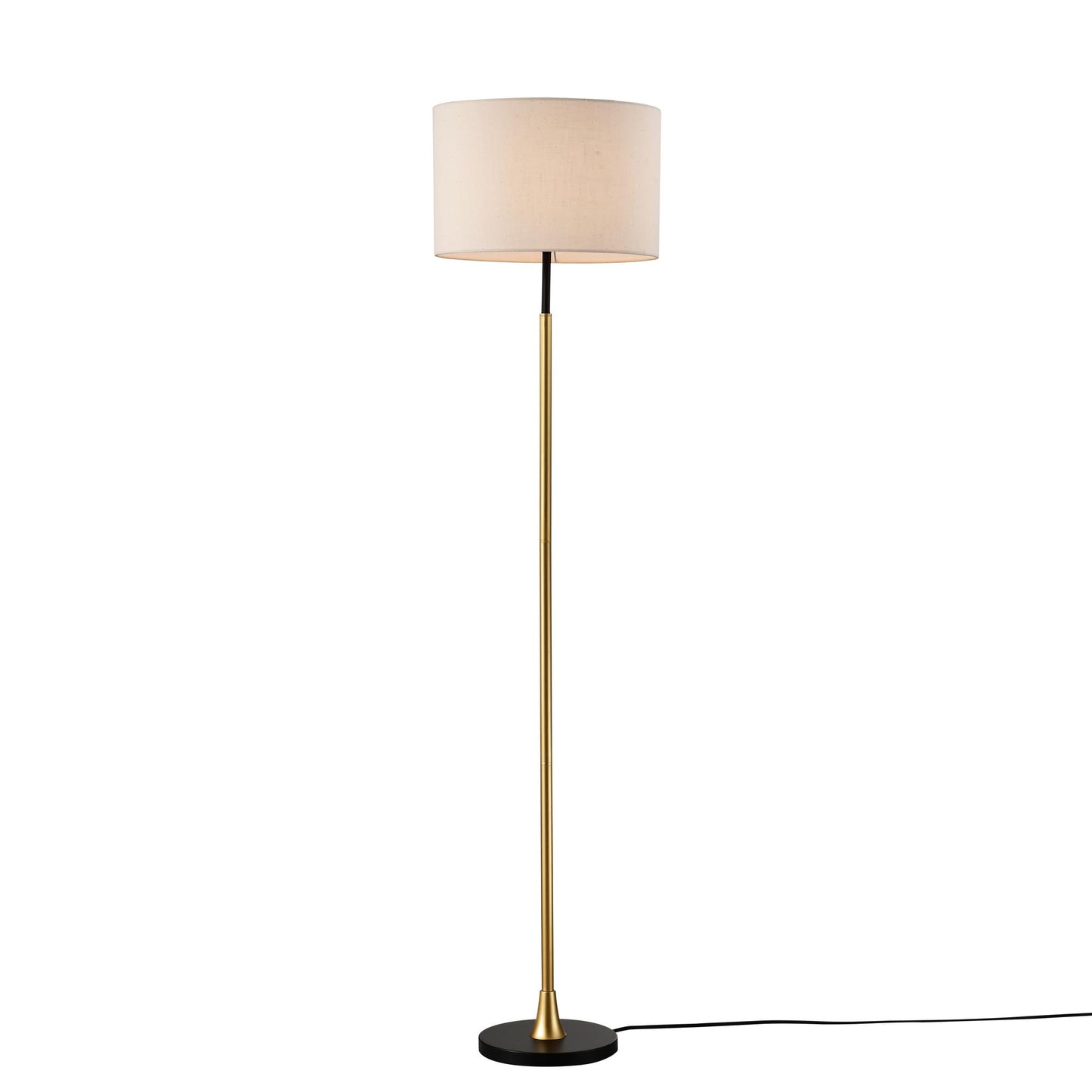 Floor Lamp for Living Room with Beige Lampshade, Standing Lamp Tall Industrial Floor Lamp Reading for Bedroom, Office (No Included Bulb) -Matte Black+Matte Gold