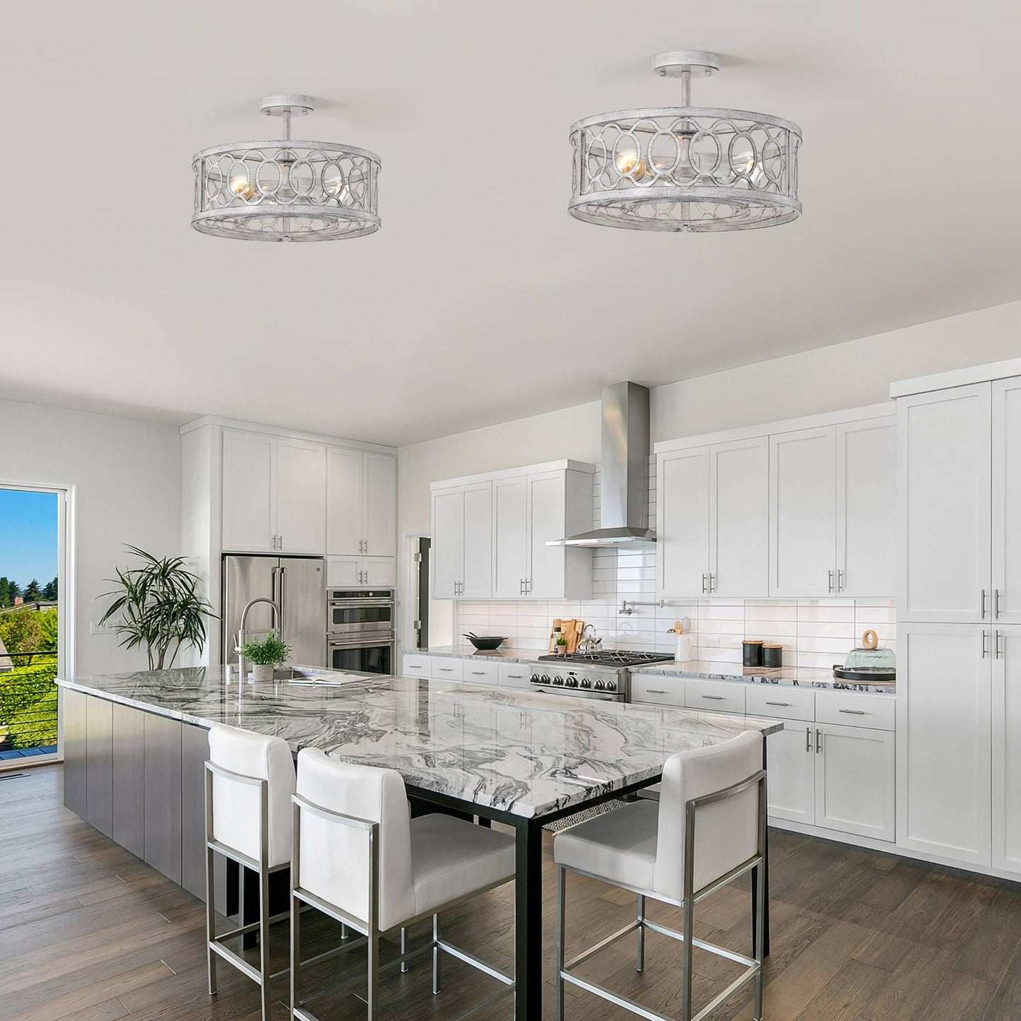 Flush Mount Ceiling Light Fixture Ceiling Mount,3 Light(E26 NO include Bulb) 18.11" Farmhouse Chandelier Modern Pendant Light Fixtures for Kitchen Lighting Fixture