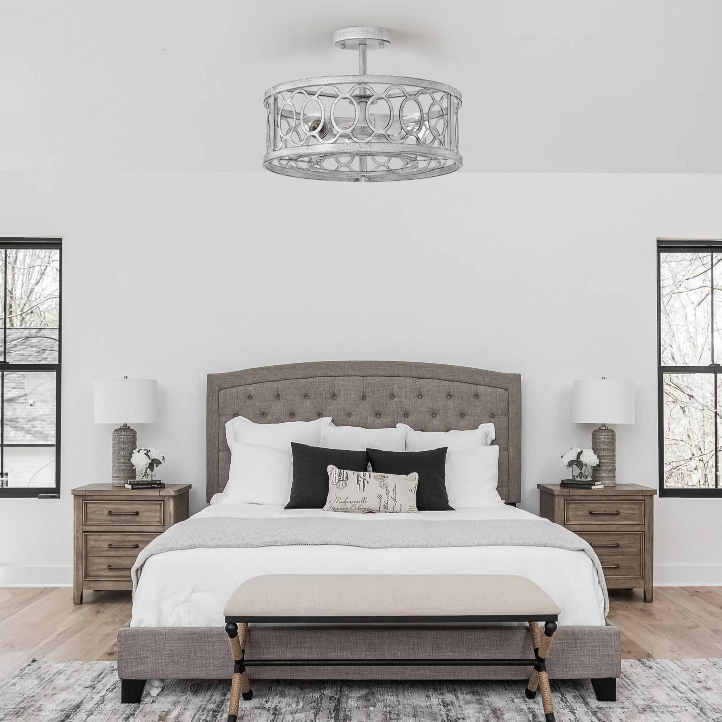 Flush Mount Ceiling Light Fixture Ceiling Mount,3 Light(E26 NO include Bulb) 18.11" Farmhouse Chandelier Modern Pendant Light Fixtures for Kitchen Lighting Fixture