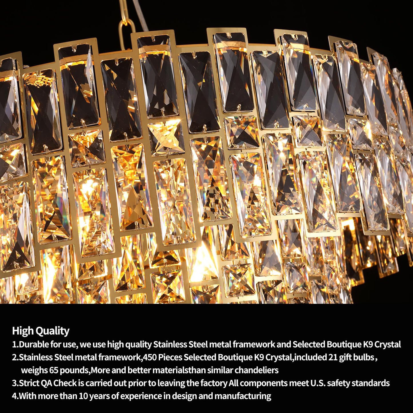 Gold Luxury Crystal Chandelier for Dining Room, 32-Inch Modern Ceiling Light, French Empire Style with Premium K9 Crystals, Elegant Gold Finish, Perfect for Living Room or Bedroom, 21-Light Fixture