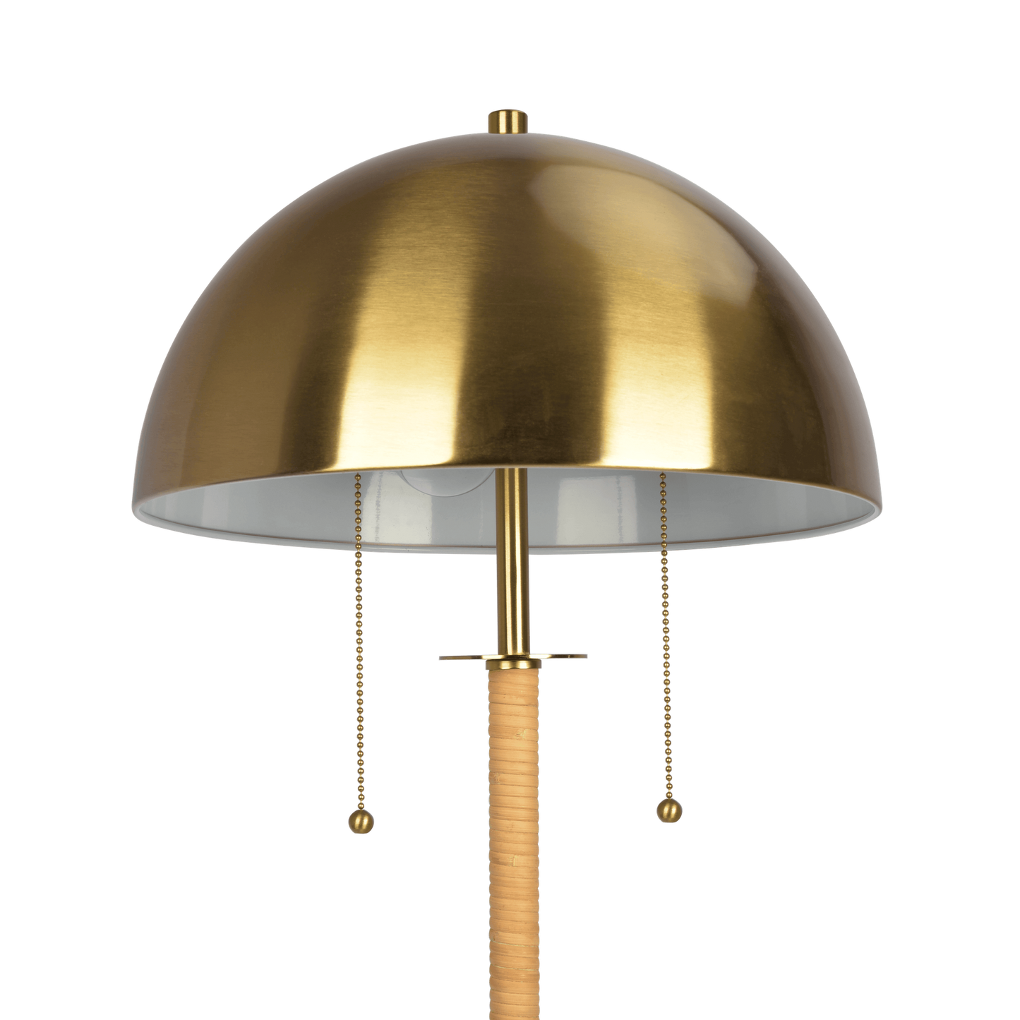 Allure 2-Light Floor Lamp, Gold Brass, Natural Rattan Tube , Double On/Off Pull Chain