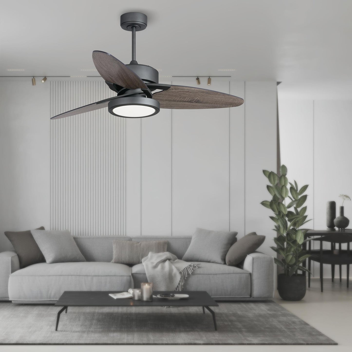 Light Pro 52 in. LED Indoor Jet Black Smart Ceiling Fan with Light Kit and Reversible DC Motor