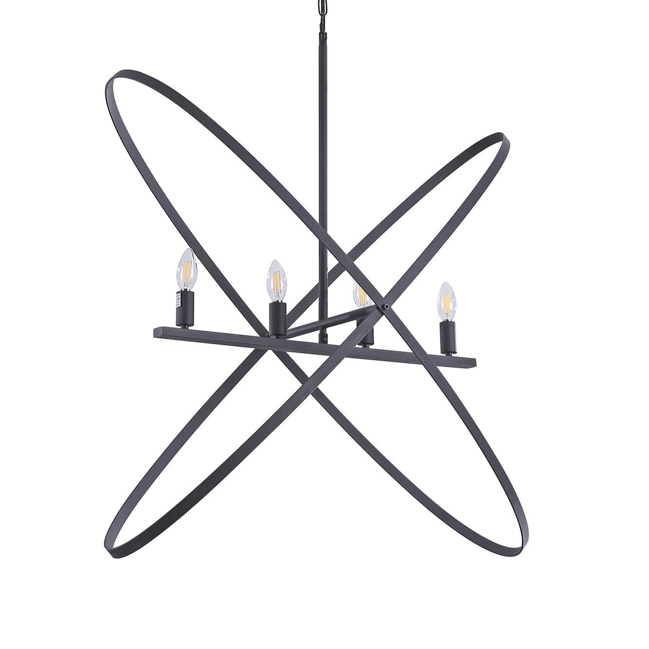 29"L X 15"W X 37.5"H 4 Led Matte Black Atom Brass Metal Pendant